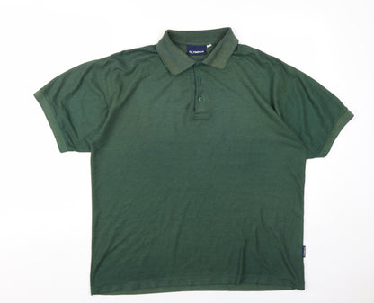 Olympus Mens Green Cotton Polo One Size Collared Button