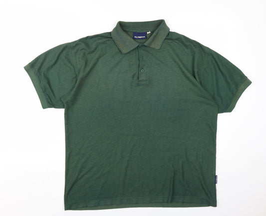 Olympus Mens Green Cotton Polo One Size Collared Button