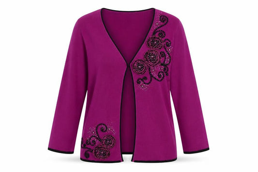 Womens UK Size M EWM Pure Classics Purple Cardigan Jumper
