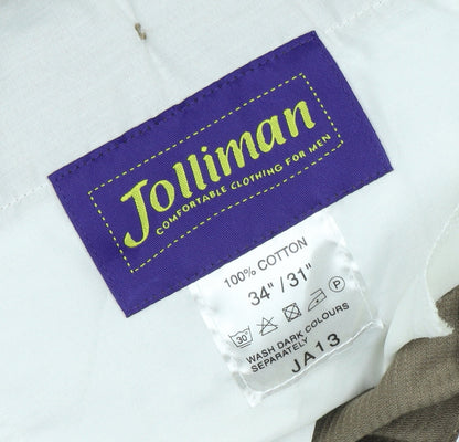 Jolliman Men's Brown Corduroy Trousers - Size 34 Regular