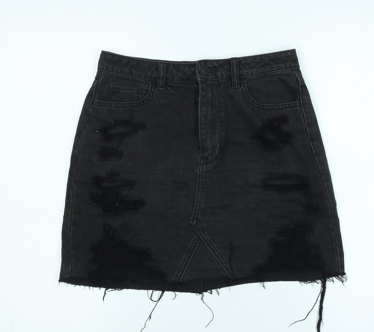 Hollister Women’s Black Distressed Denim Skirt Size 9