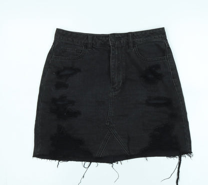 Hollister Women’s Black Distressed Denim Skirt Size 9