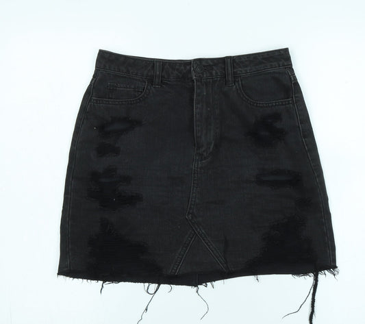 Hollister Women’s Black Distressed Denim Skirt Size 9