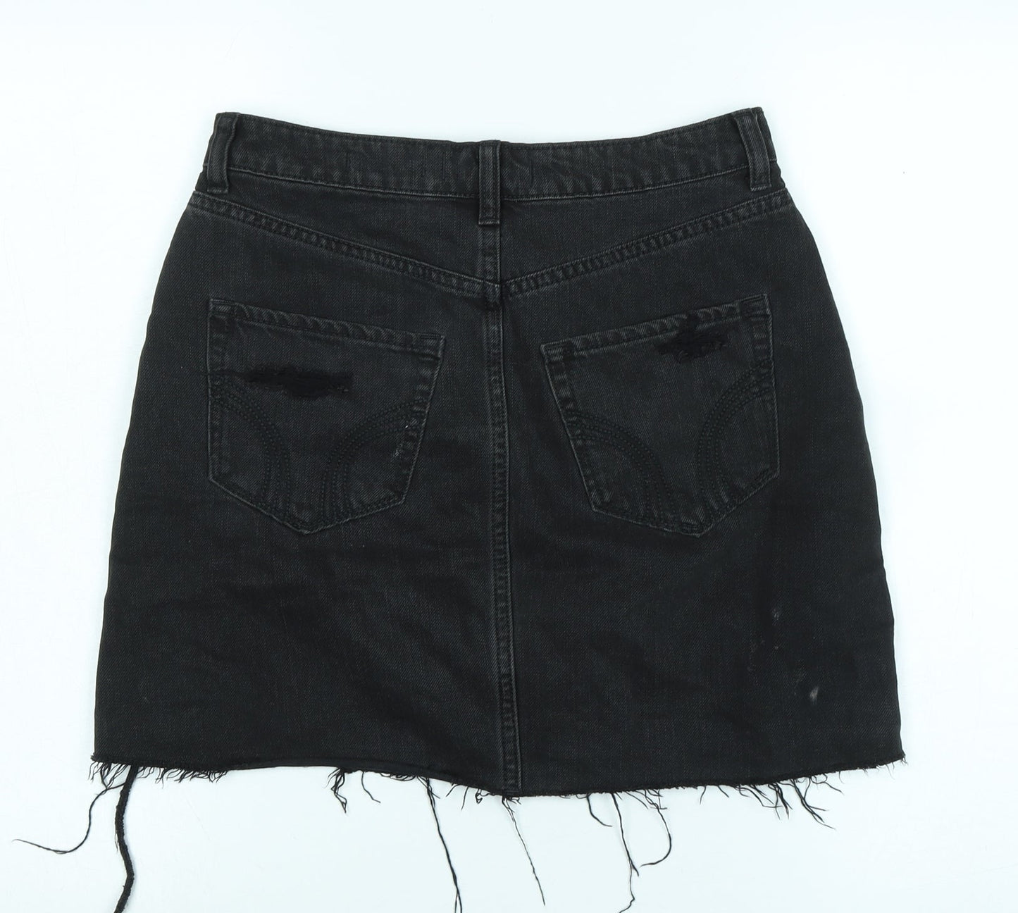 Hollister Women’s Black Distressed Denim Skirt Size 9
