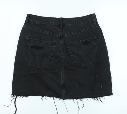 Hollister Women’s Black Distressed Denim Skirt Size 9