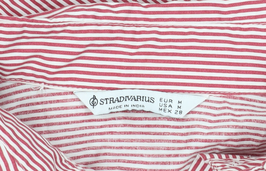 Womens UK Size M Stradivarius Red Cropped Button-Up