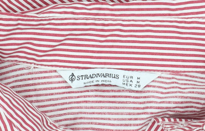 Womens UK Size M Stradivarius Red Cropped Button-Up