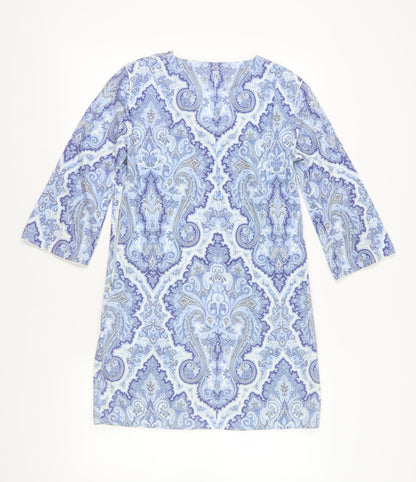 Zara Women Blue Cotton Paisley Shift Dress Size 6