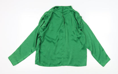 Womens UK Size M Zara Green Basic Blouse