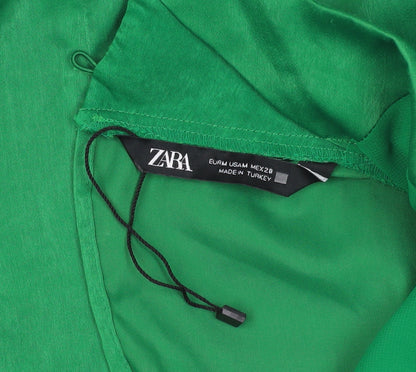 Womens UK Size M Zara Green Basic Blouse