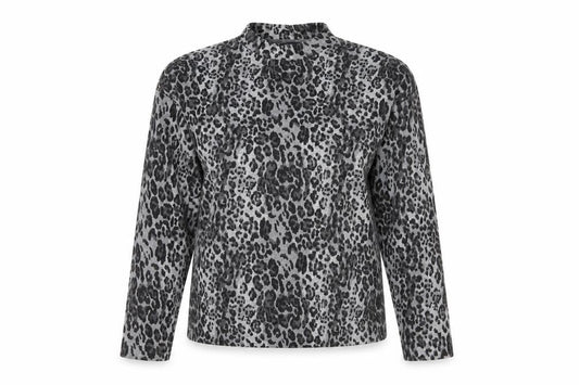 Front view of Marks & Spencer Grey Animal Print Blouse UK 12 Woman