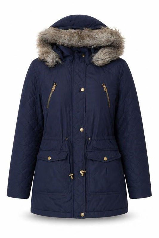 Womens UK Size 10 Pineapple Blue Parka Coat