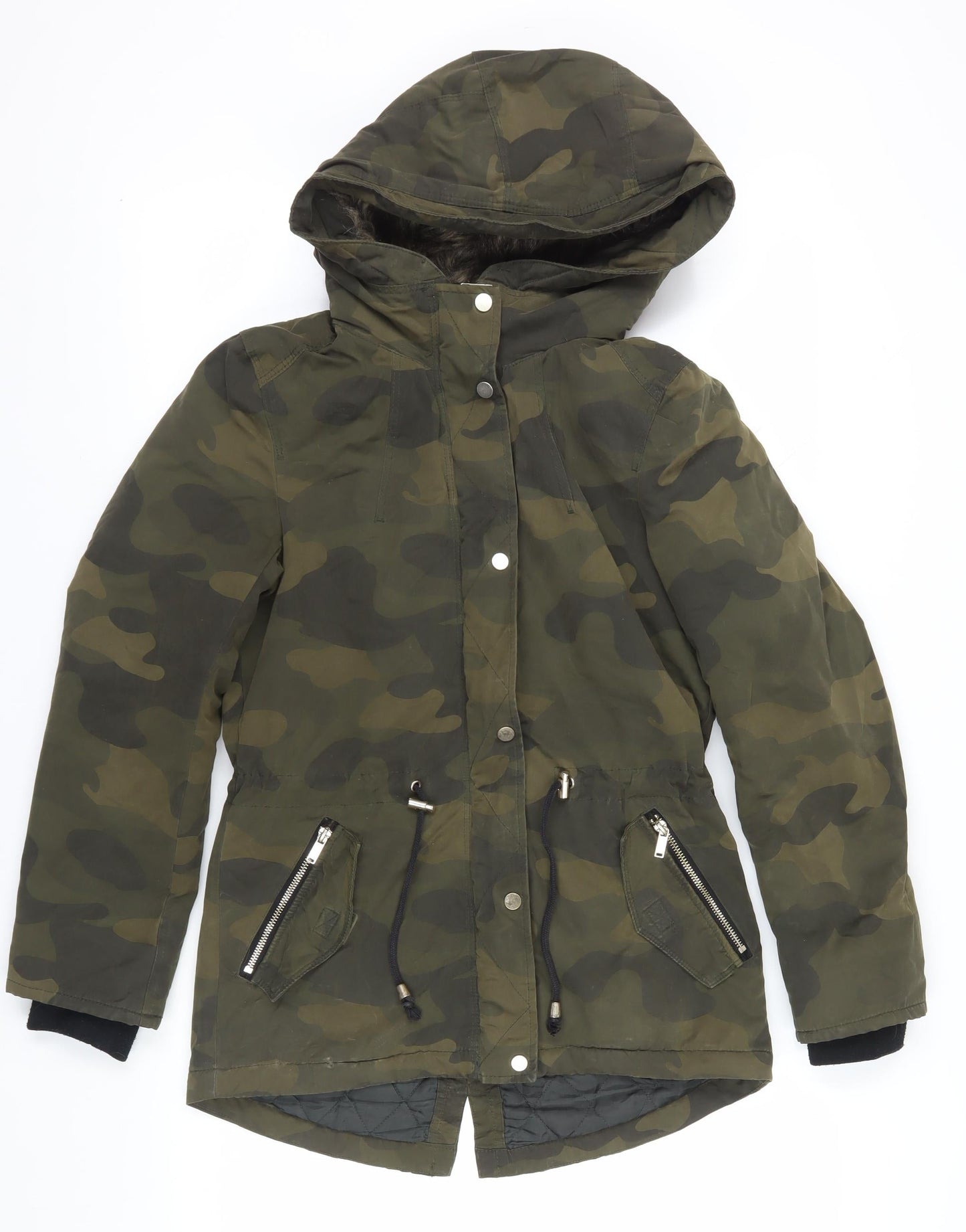 Womens UK Size 6 H&M Green Parka Coat