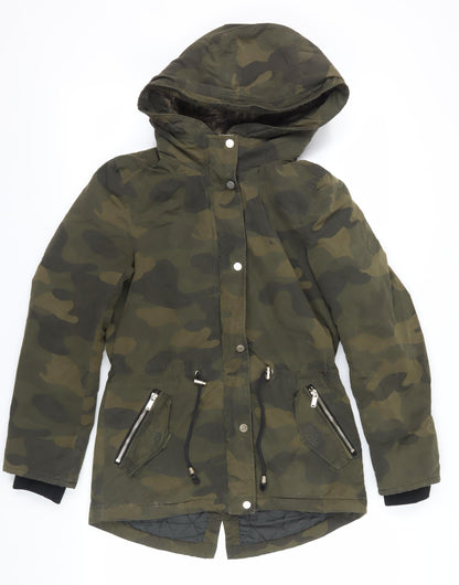 Womens UK Size 6 H&M Green Parka Coat