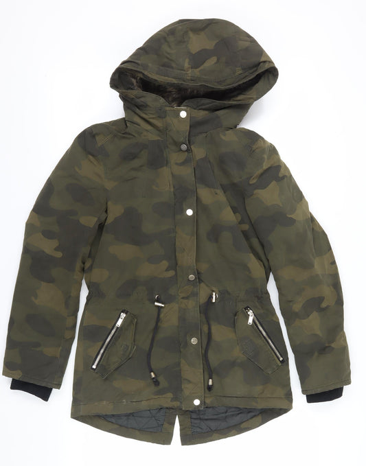 Womens UK Size 6 H&M Green Parka Coat