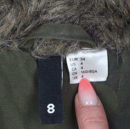 Womens UK Size 6 H&M Green Parka Coat