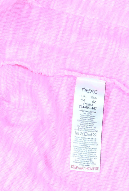 Womens UK Size 14 NEXT Pink Basic Button-Up