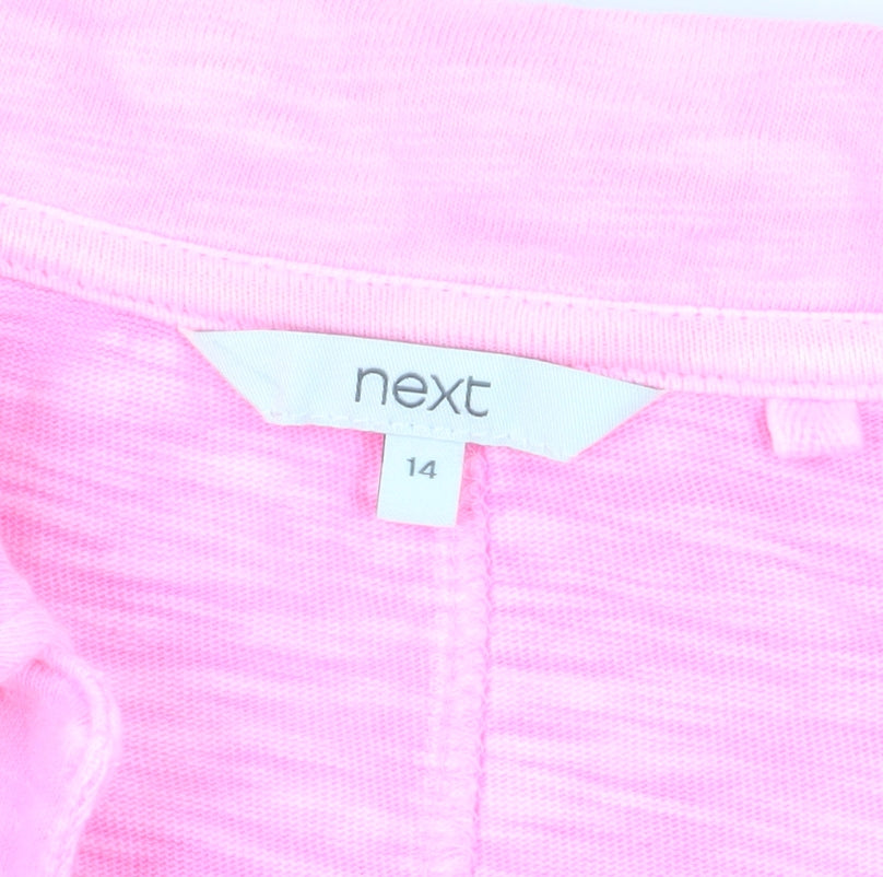 Womens UK Size 14 NEXT Pink Basic Button-Up