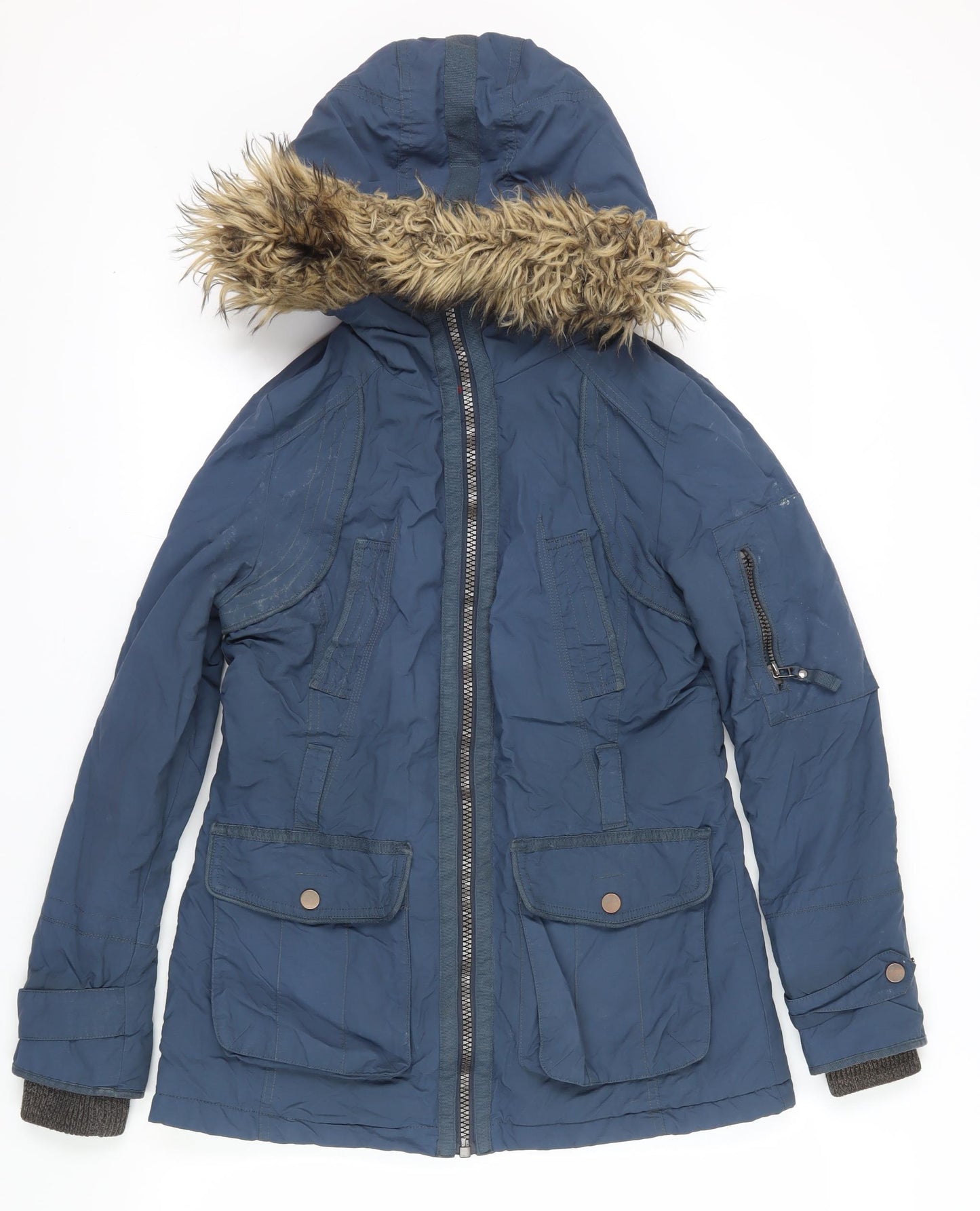 Womens UK Size 10 NEXT Blue Parka Coat