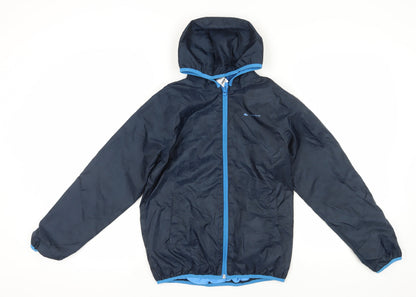 Decathlon Boys Blue Windbreaker Jacket 12 Years Hooded Zip