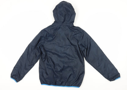 Decathlon Boys Blue Windbreaker Jacket 12 Years Hooded Zip
