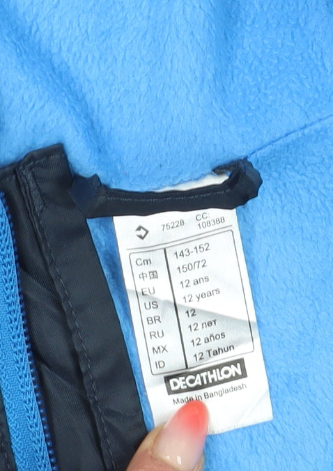 Decathlon Boys Blue Windbreaker Jacket 12 Years Hooded Zip