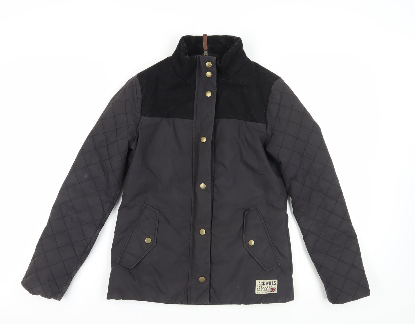 Womens UK Size 6 Jack Wills Black Quilted Coat