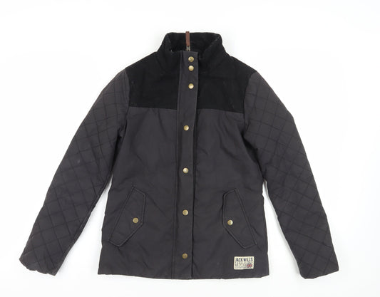 Womens UK Size 6 Jack Wills Black Quilted Coat