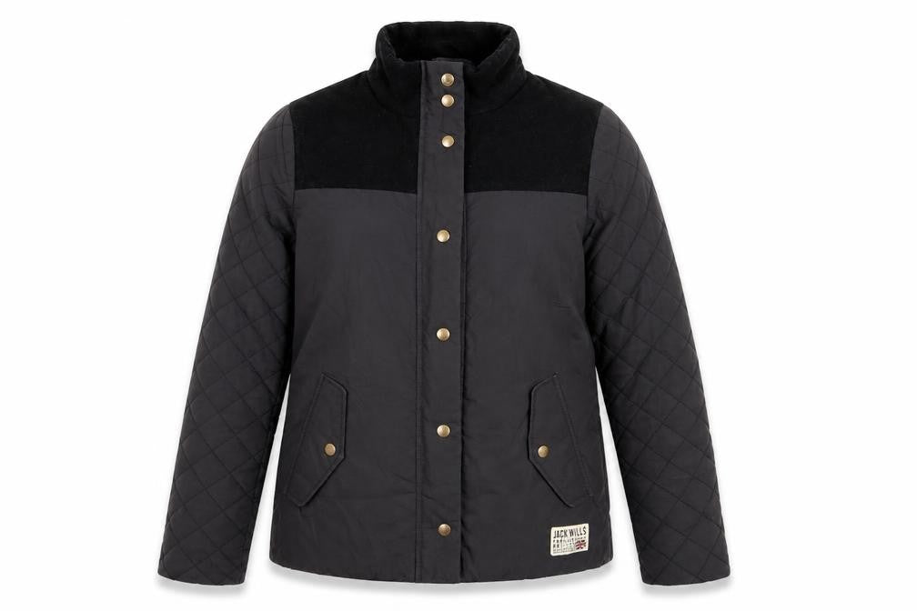 Womens UK Size 6 Jack Wills Black Quilted Coat