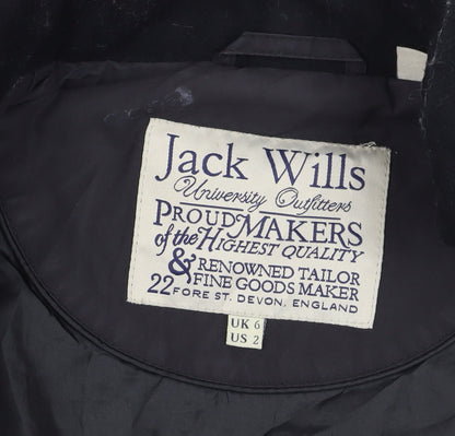 Womens UK Size 6 Jack Wills Black Quilted Coat