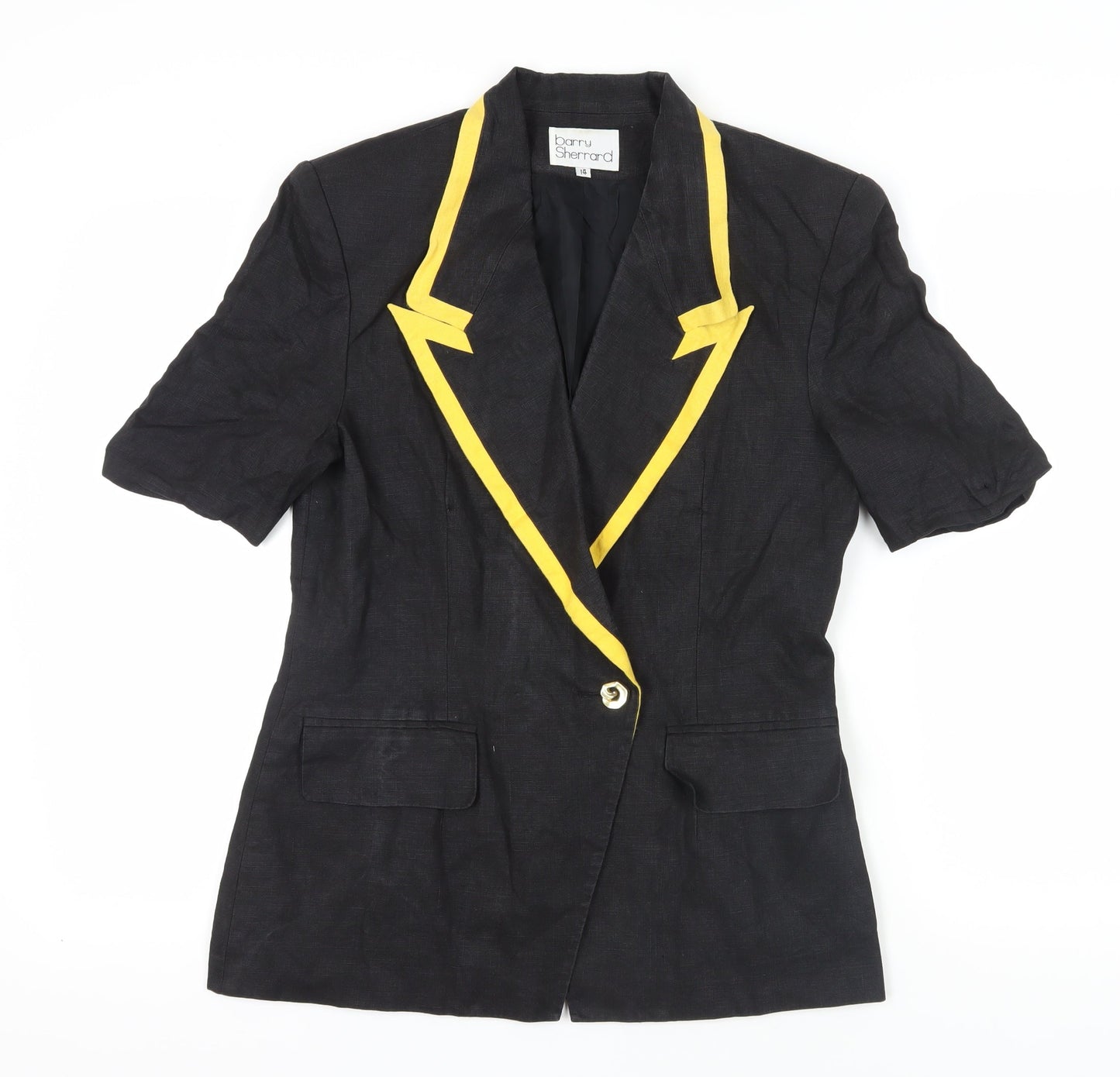Barry Sherrard Women's Black Blazer Size 14 Linen Vintage