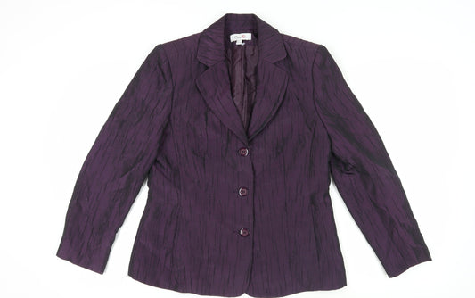Additional front view of Oscar B. Women's Purple Blazer, size 14, Formal