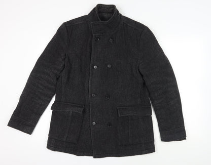 Austin Reed Men's Black Wool Pea Coat - Medium