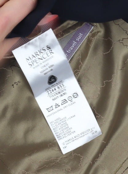 Mens UK Size 40 Marks and Spencer Regular Blue Suit Jacket