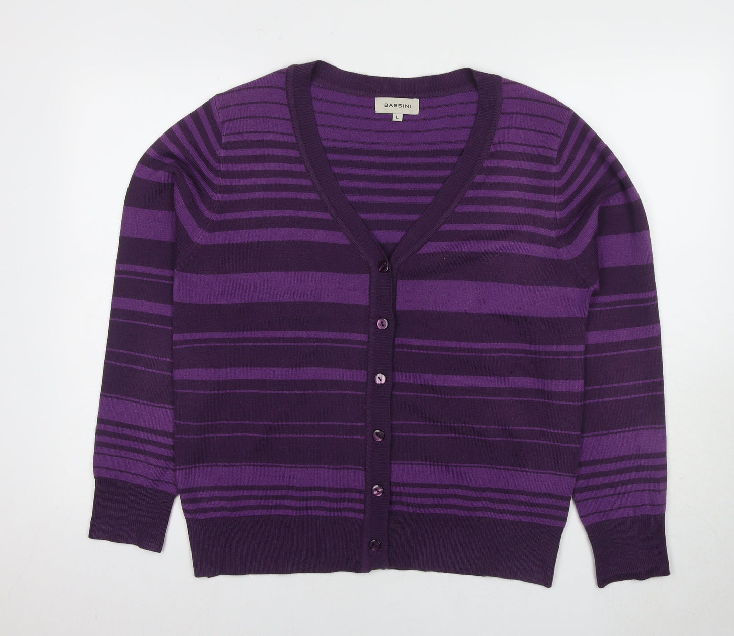 Bassini Women's Purple Striped Cardigan Large