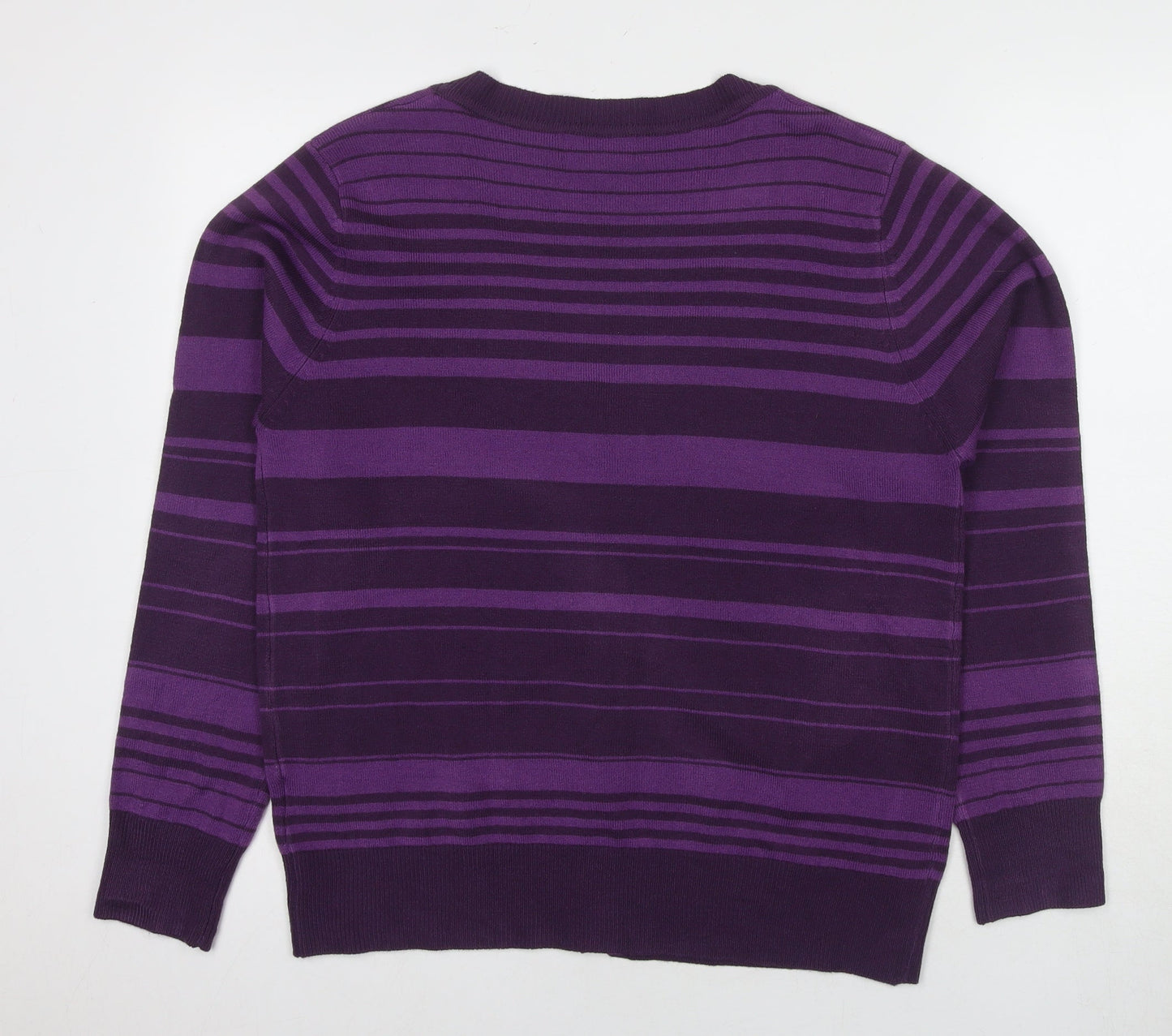 Bassini Women's Purple Striped Cardigan Large