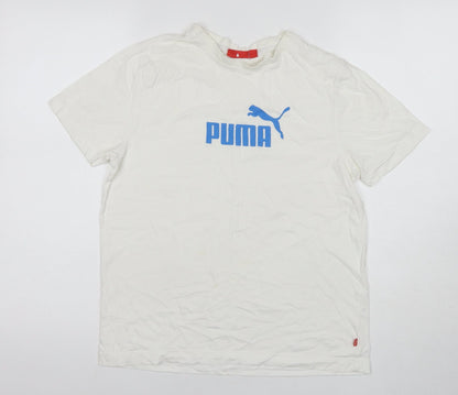 Puma Boys White Graphic Print T-Shirt XS Regular Fit