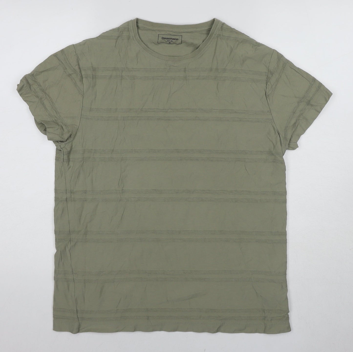 Dressmann Men's Green Crew Neck T-Shirt M