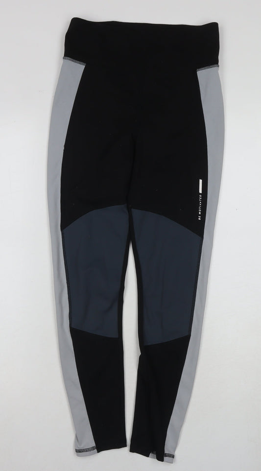 Workout Women's Black Grey Colourblock Workout Leggings Size S