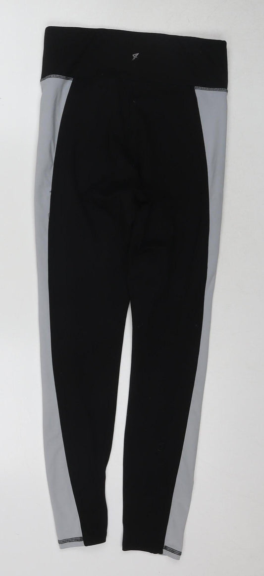Workout Women's Black Grey Colourblock Workout Leggings Size S