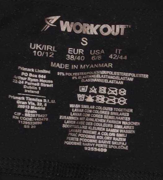 Workout Women's Black Grey Colourblock Workout Leggings Size S