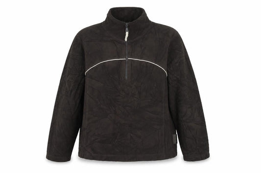 Front view of Active unisex brown fleece henley sweatshirt, size 20-22