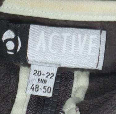Active Unisex Brown Fleece Henley Sweatshirt Size 20-22