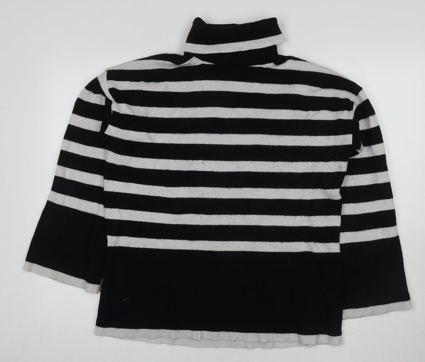 Michelle Keegan Women's Black Roll Neck Striped Jumper M