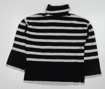 Michelle Keegan Women's Black Roll Neck Striped Jumper M
