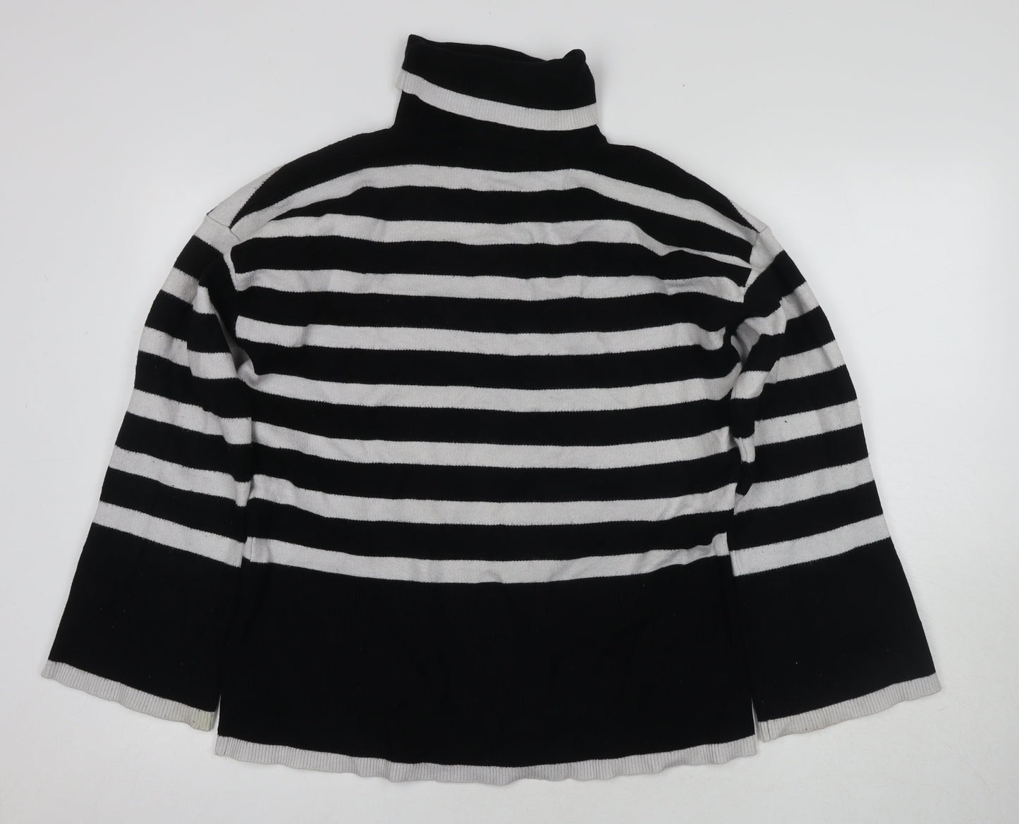 Michelle Keegan Women's Black Roll Neck Striped Jumper M