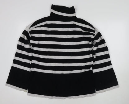 Michelle Keegan Women's Black Roll Neck Striped Jumper M
