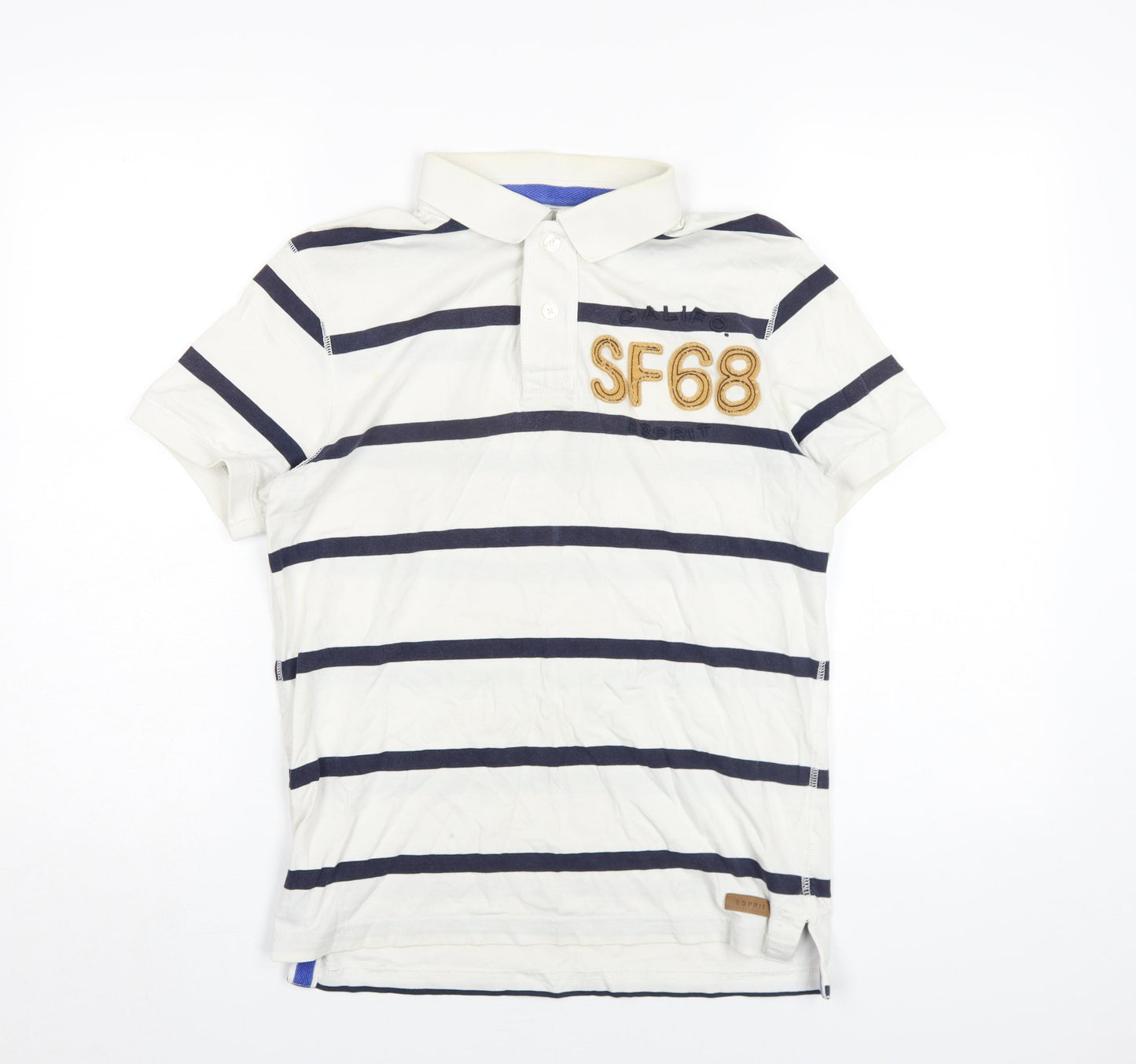 Esprit Men's White Striped Polo Shirt M Casual