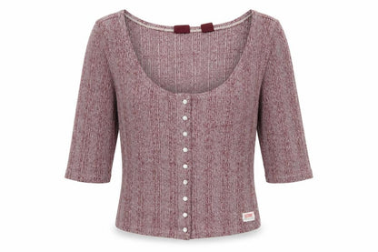 Levi's Women's Red Striped Cropped Button-Up XS