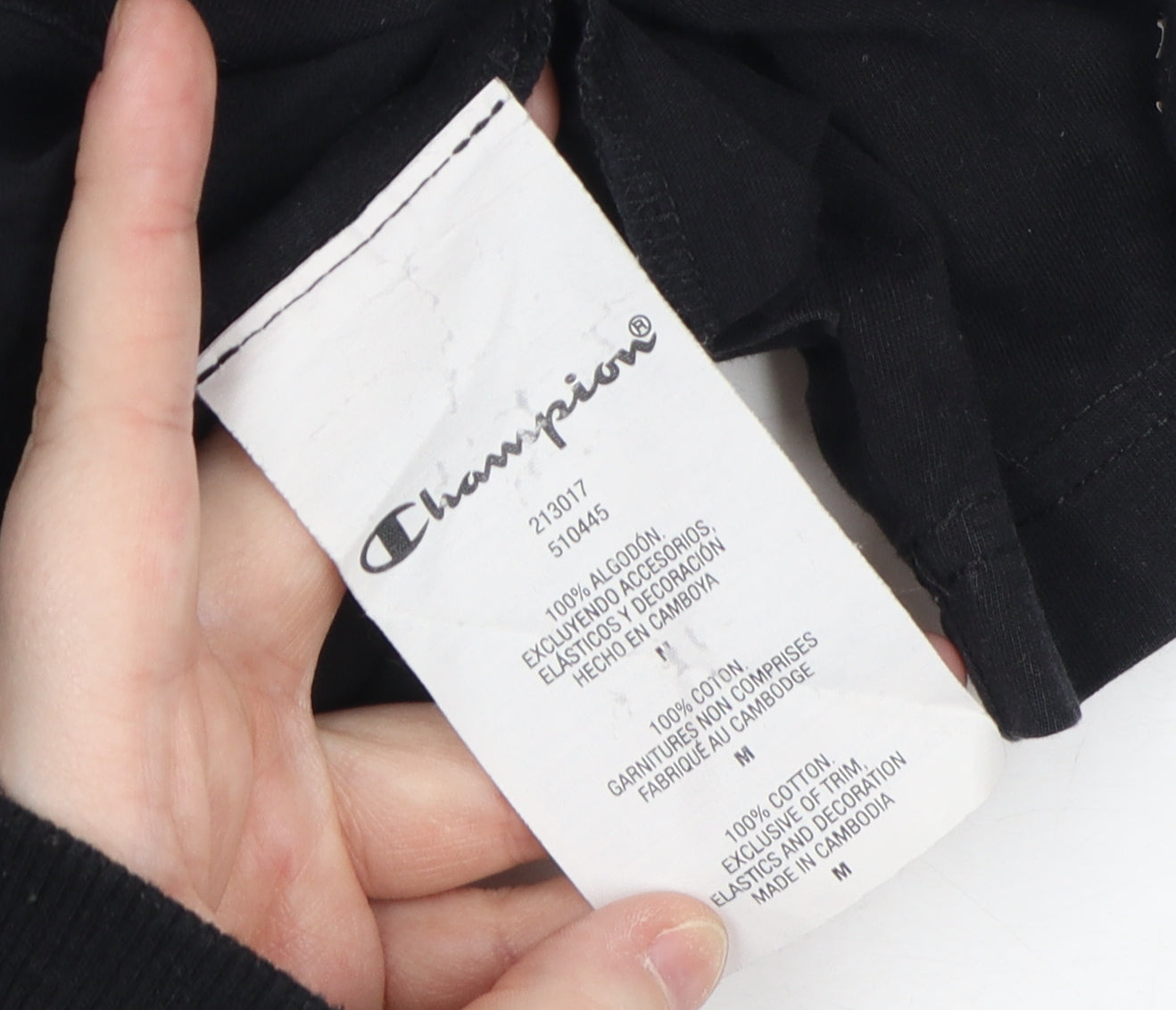 Mens UK Size M Champion Black  T-Shirt